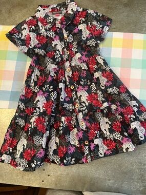 Vince Camuto Black Dress with Red, Pink & White Floral Leopard Print